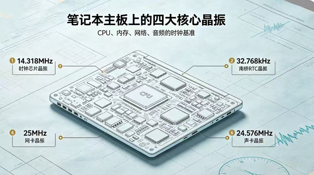 笔记本电脑CPU及主板晶振详解：四大核心晶振功能与故障分析