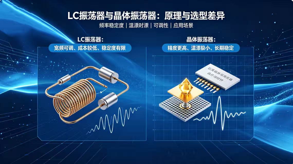 LC振荡器与晶体振荡器区别详解：选型对比与频率稳定度分析